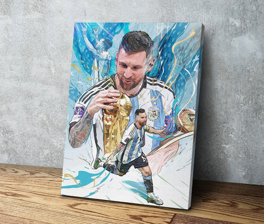 Lionel Messi | World Cup Champions | Argentina | Sports Wall Art | Canvas | Man Cave Gift