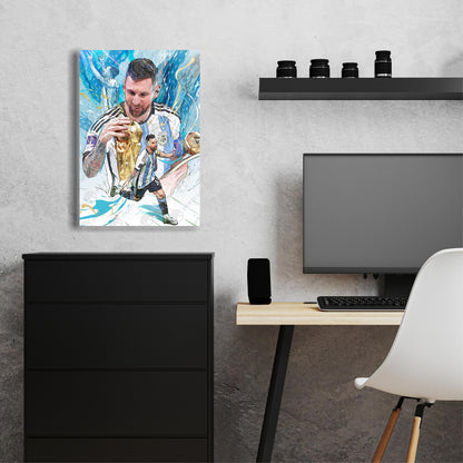 Lionel Messi | World Cup Champions | Argentina | Sports Wall Art | Canvas | Man Cave Gift