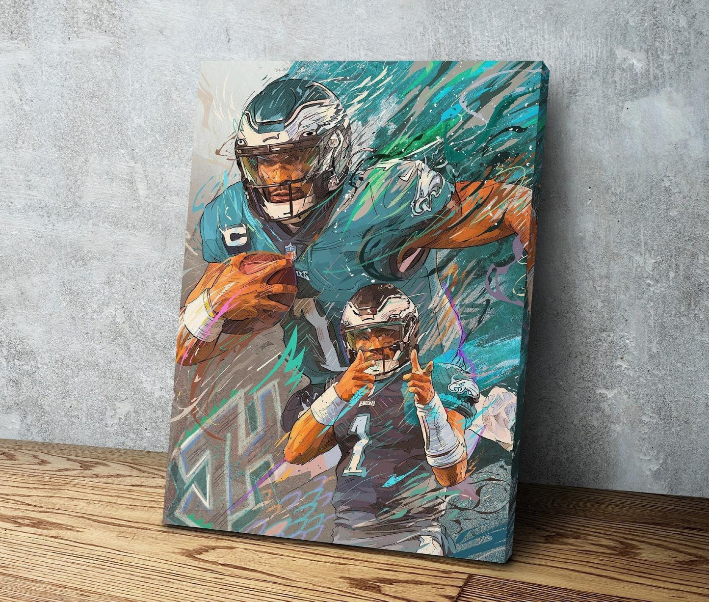 Jalen Hurts | Sports Wall Art | Philadelphia Eagles | Canvas | Man Cave Gift