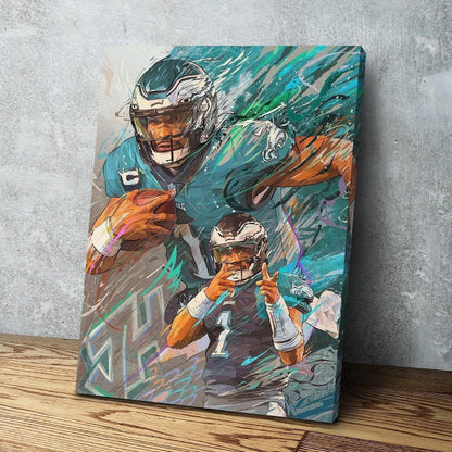 Jalen Hurts | Sports Wall Art | Philadelphia Eagles | Canvas | Man Cave Gift
