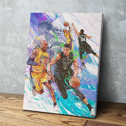 Giannis Antetokounmpo | Kobe Bryant | Sports Wall Art | Canvas Art | Milwaukee Bucks | Los Angeles Lakers | Gift for Him