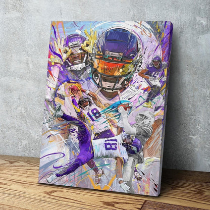 Justin Jefferson Canvas | Catch of the Year | Griddy | Sports Wall Art | Man Cave Gift | Minnesota Vikings
