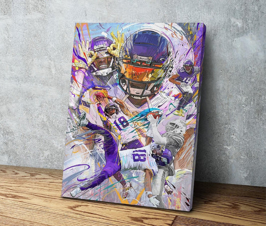 Justin Jefferson Canvas | Catch of the Year | Griddy | Sports Wall Art | Man Cave Gift | Minnesota Vikings