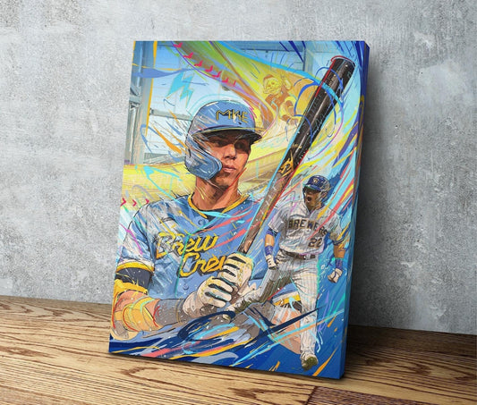 Christian Yelich | Sports Wall Art | Canvas| Milwaukee Brewers | Gift for Him