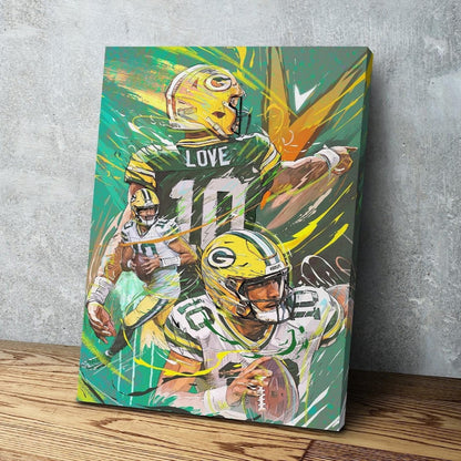 Jordan Love | CANVAS Print | Sports Wall Art| Green Bay Packers Quarterback | Fan Cave Gift