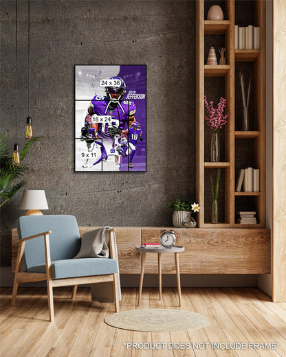 Justin Jefferson | Poster | 2-Tone | Minnesota Vikings | Wall Art