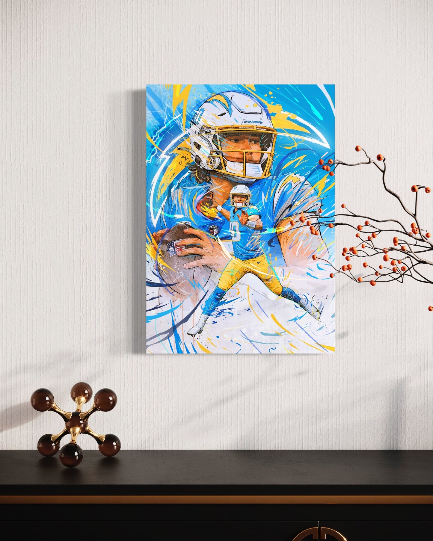 Justin Herbert | Sports Wall Art | Canvas | Los Angeles Chargers Quarterback