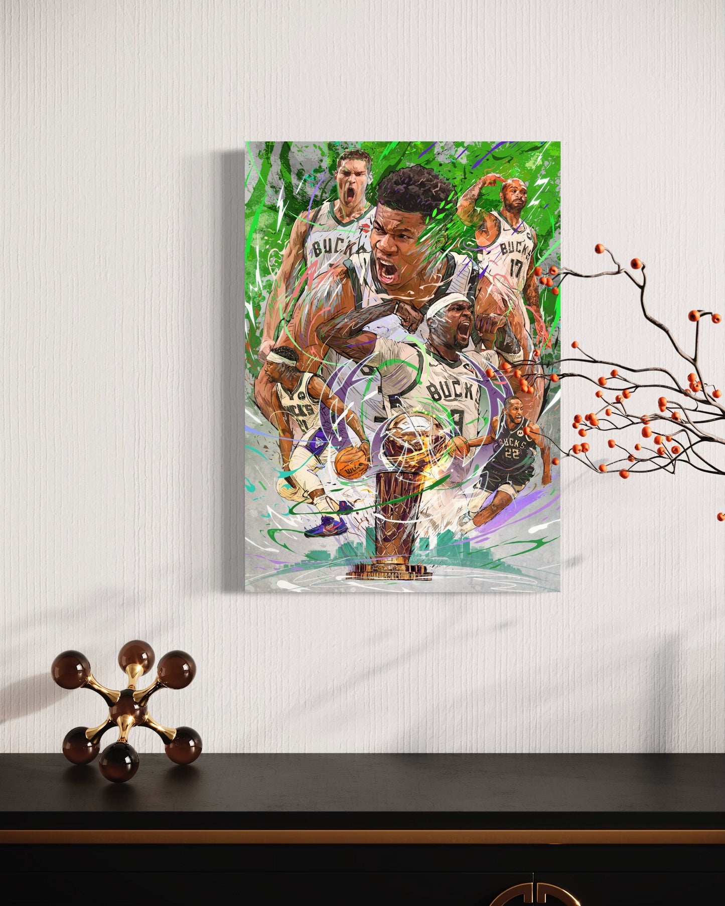 Milwaukee Bucks | 2021 NBA Champions | Giannis | Sports Wall Art | Canvas Art | Gift for Him