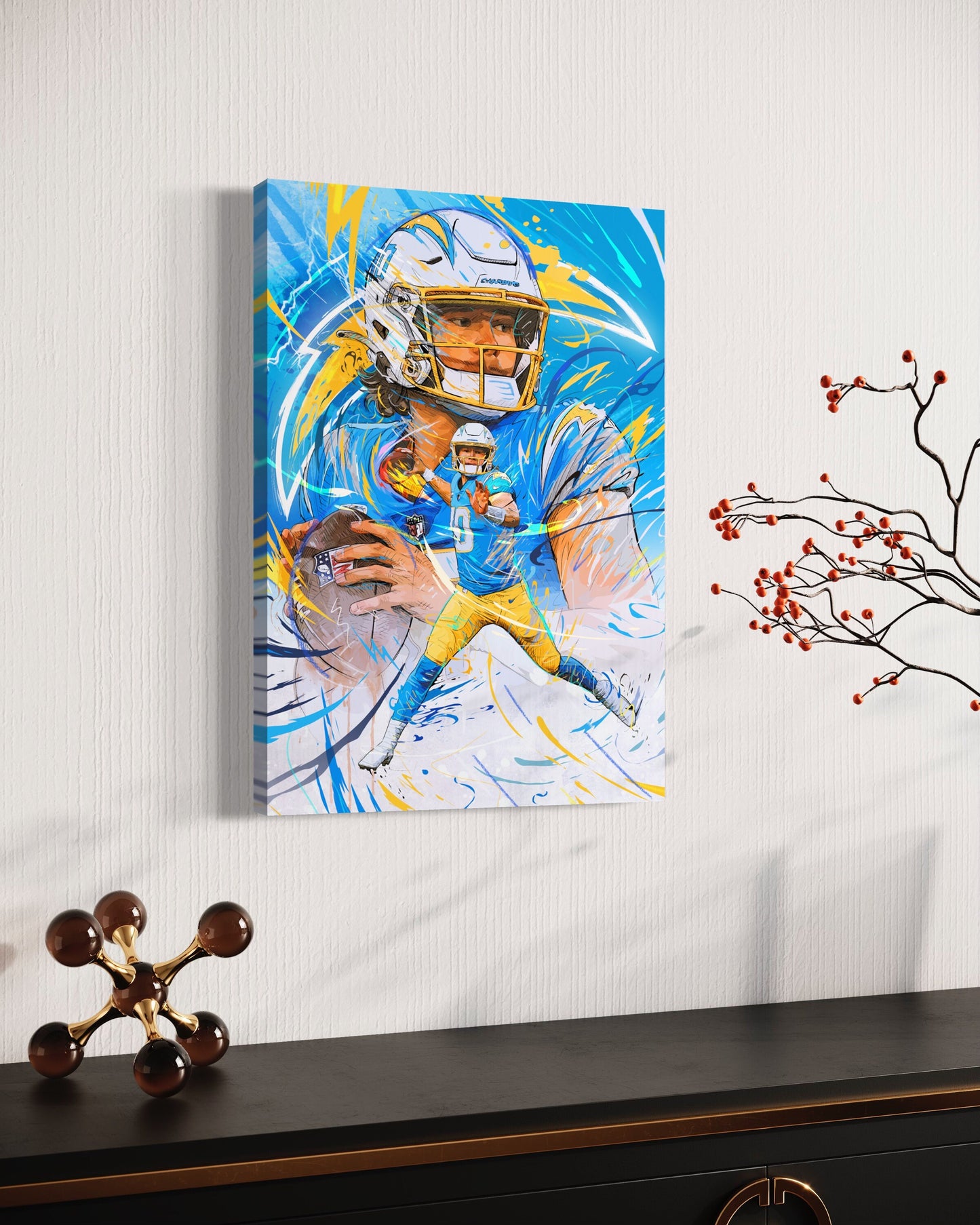 Justin Herbert | Sports Wall Art | Canvas | Los Angeles Chargers Quarterback