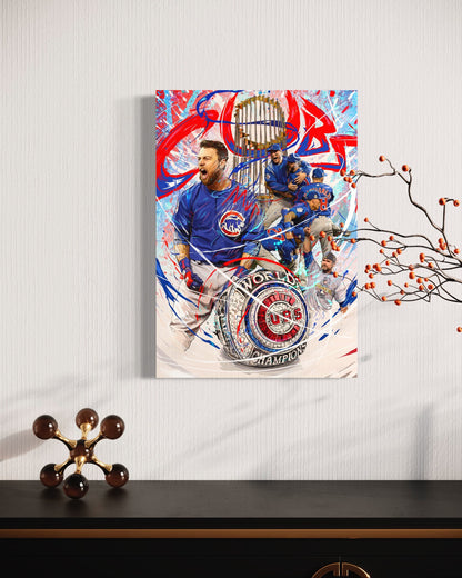 Chicago Cubs World Series Championship Canvas | Anthony Rizzo | Kris Bryant | Sports Wall Art | Man Cave Gift