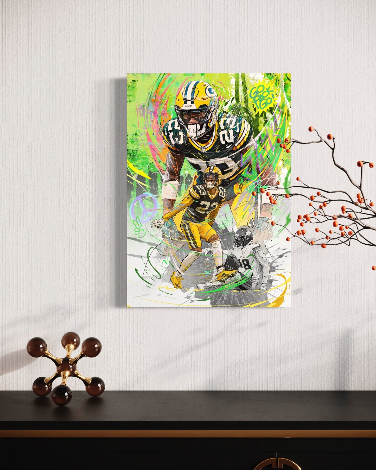 Jaire Alexander | Griddy | Green Bay Packers | Sports Wall Art | Canvas | Man Cave Gift