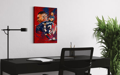 Kylian Mbappe | Paris Saint-Germain | Sports Wall Art | Canvas | Man Cave Gift