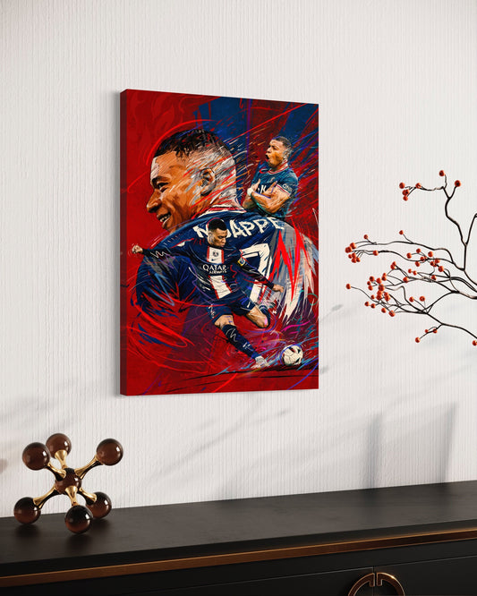 Kylian Mbappe | Paris Saint-Germain | Sports Wall Art | Canvas | Man Cave Gift