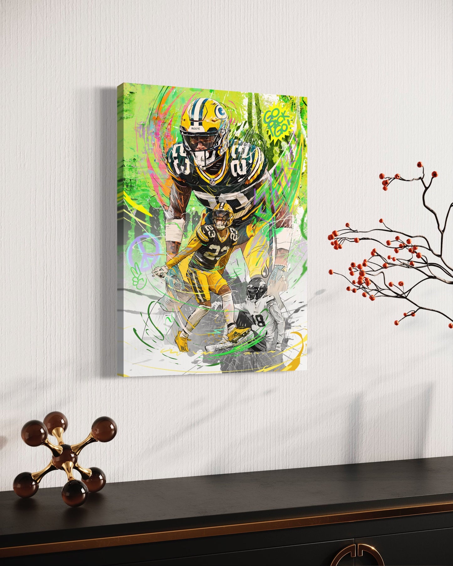 Jaire Alexander | Griddy | Green Bay Packers | Sports Wall Art | Canvas | Man Cave Gift